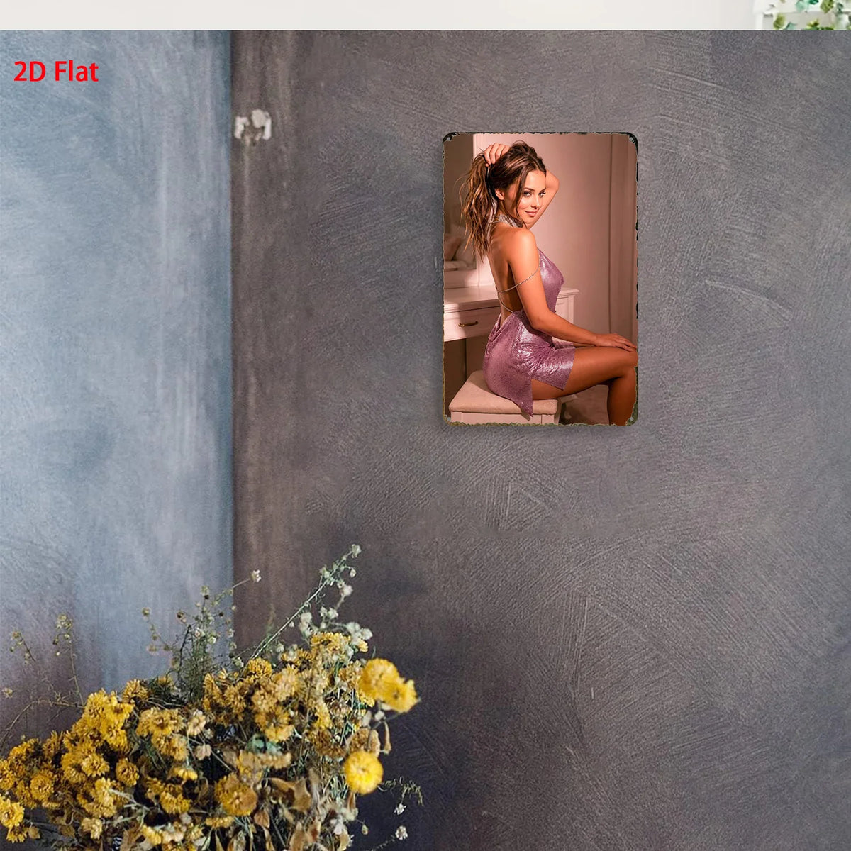 panneau decoratif metal femme moderne argenté rose beige gris fixations deco murale glamour