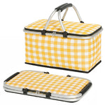 panier pique nique pliable vichy jaune blanc rouge plateau intégral couvercle fermeture éclair alimentos