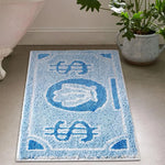 tapis imperméable anti statique dessin animé billets motifs geometriques moderne vert rose bleuclair beige