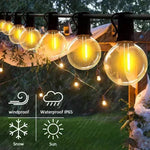 guirlande lumineuse solaire 25 ampoules led jaune doré ip65 vintage modes clips