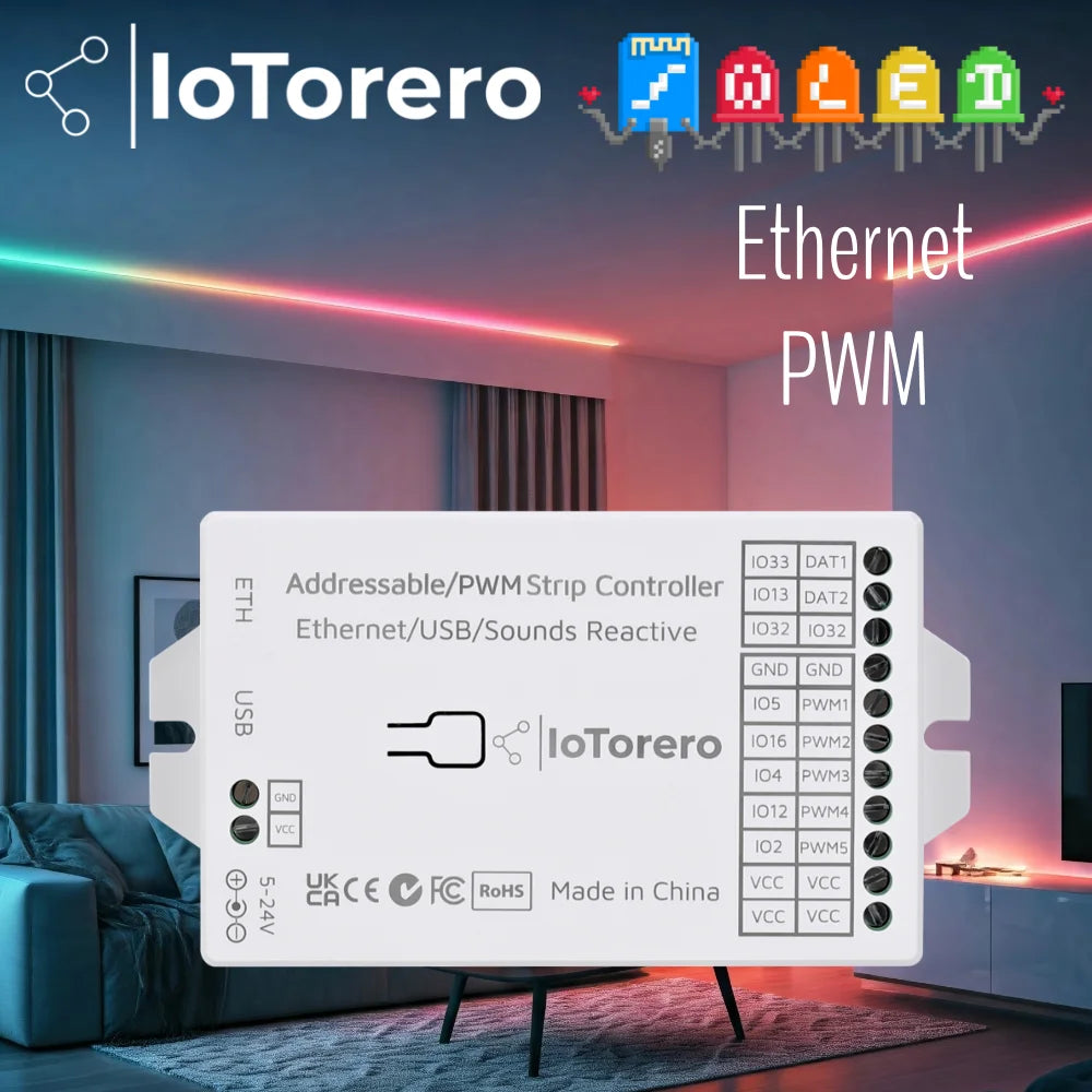 contrôleur bande led wifi blanc moderne prêt emploi câble usb ethernet tournevis