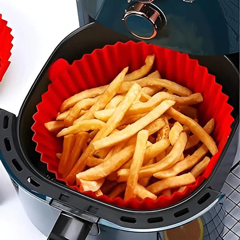 liners friteuse air silicone pliés moderne rouge bleu gris rose pratique