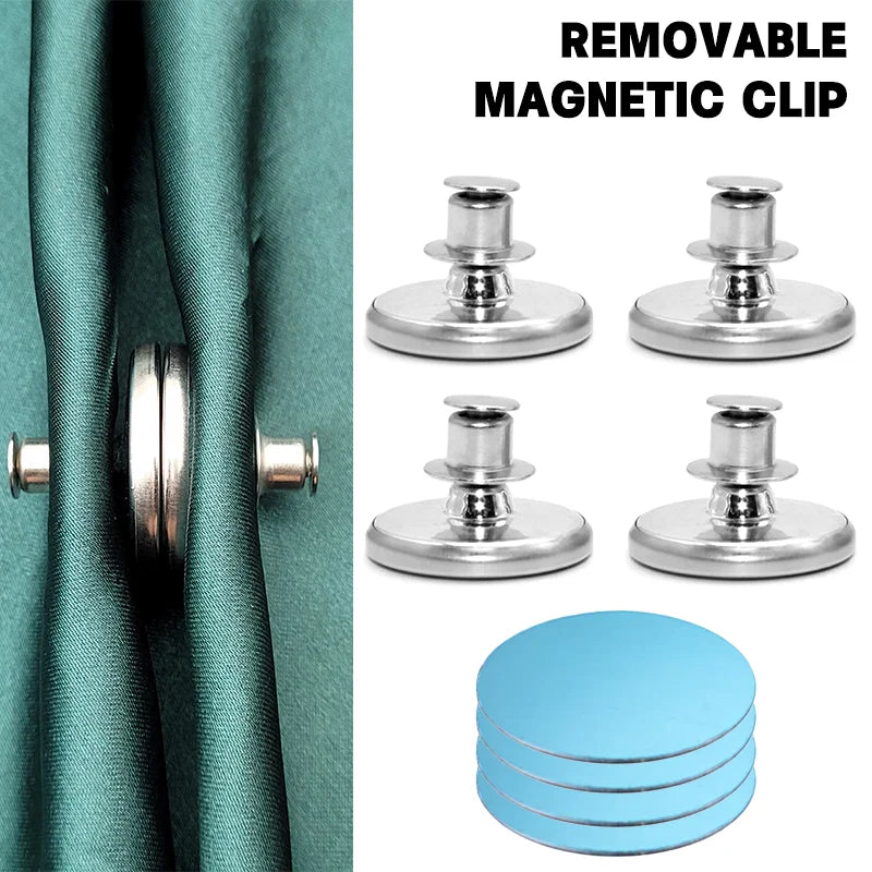 clips magnétiques amovibles rideau argenté bleu rond lisse adhésif moderne guide