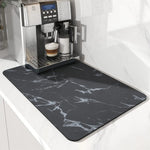 tapis cuisine absorbant motif marbre noir doré séchage vaisselle salle bain
