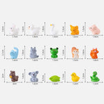 miniatures animaux cartoon blanc rose vert jaune gris bleu marron