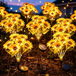 lumière solaire led tournesol bouquet jaune feuilles modernes extérieures