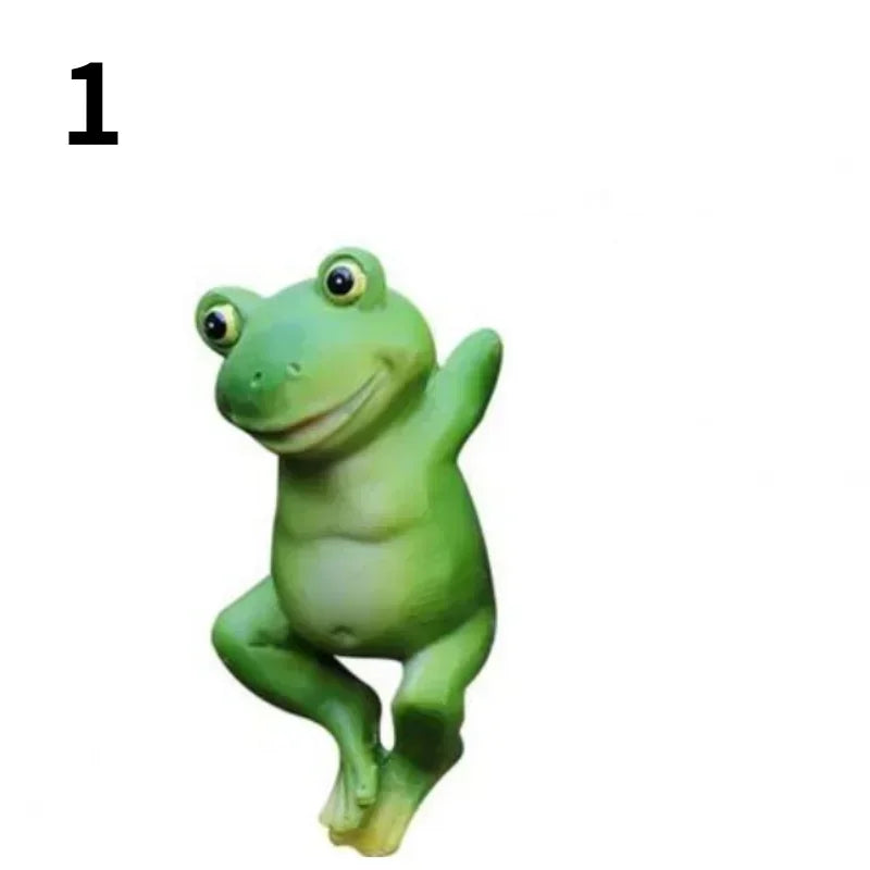 figurine grenouille verte résine décorative cartoon adhésif intérieur extérieur ornement jardin moderne