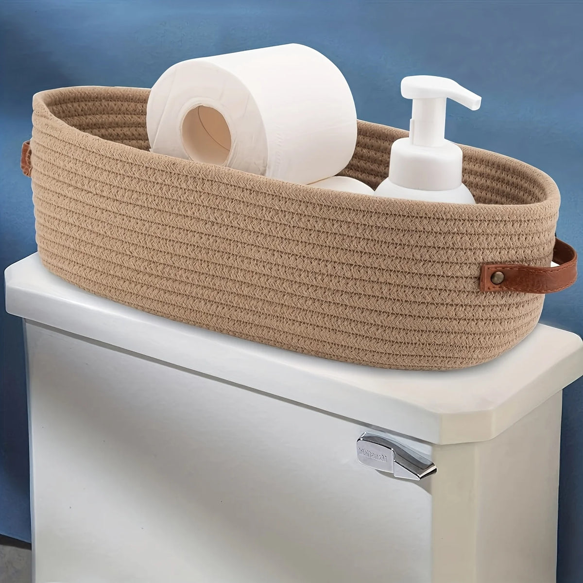 panier tressé bohème multifonctionnel poignées rangement jouets articles divers beige blanc marronclair