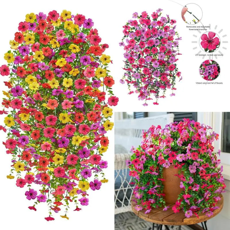 guirlande fleurs artificielles rouge blanche jaune rose violet bleu moderne intérieur décoration maison festive