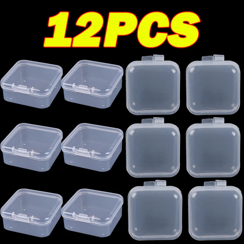 boîtes rangement bijoux transparentes plastique clips fermeture pratique compact colorées set organisation six boîtes