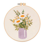 broderie fleur artisanale kit diy tissu coton couleurs vives instructions françaises anneaux bois