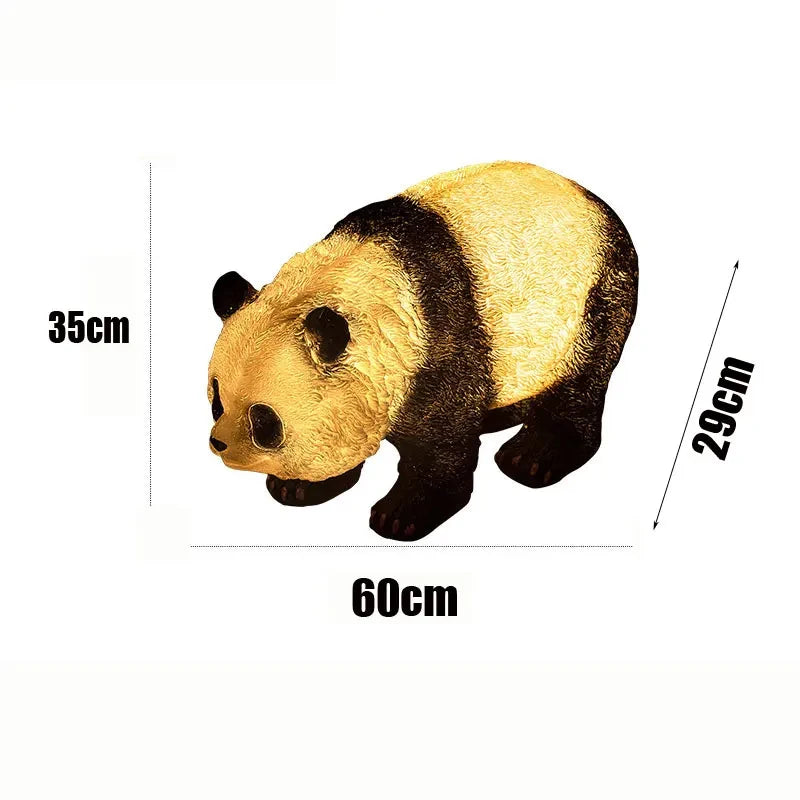 statues panda peluche lumineuses extérieures étanches noir blanc feuilles bambou moderne