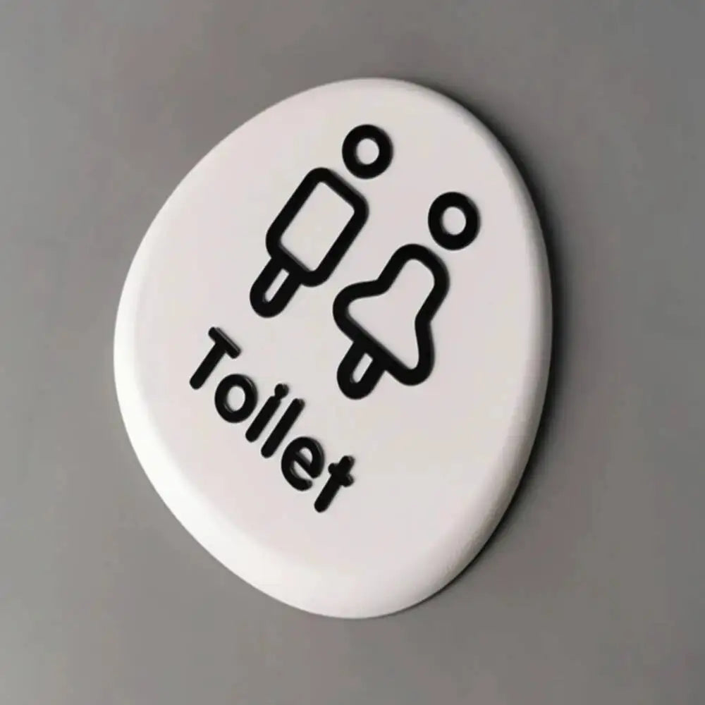 panneau toilettes moderne symboles homme femme flèche blanc adhésif 16.5cm 15.5cm