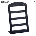 porte boucles d'oreilles moderne velours noir blanc grille perforations pieds boucles d'oreilles.storage organizer