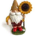 figurine gnome jardin blanc rouge vert orange abeille nid fleur tournesol intérieur extérieur