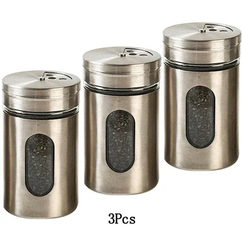 boîtes rangement épices acier inoxydable moderne qualité alimentaire eco friendly healthy transparent fenêtre 4.9cm