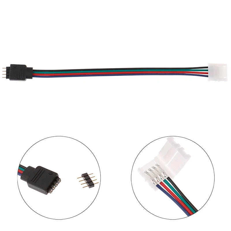 connecteurs câble led rgb noir blanc adaptateur secteur moderne quatre broches