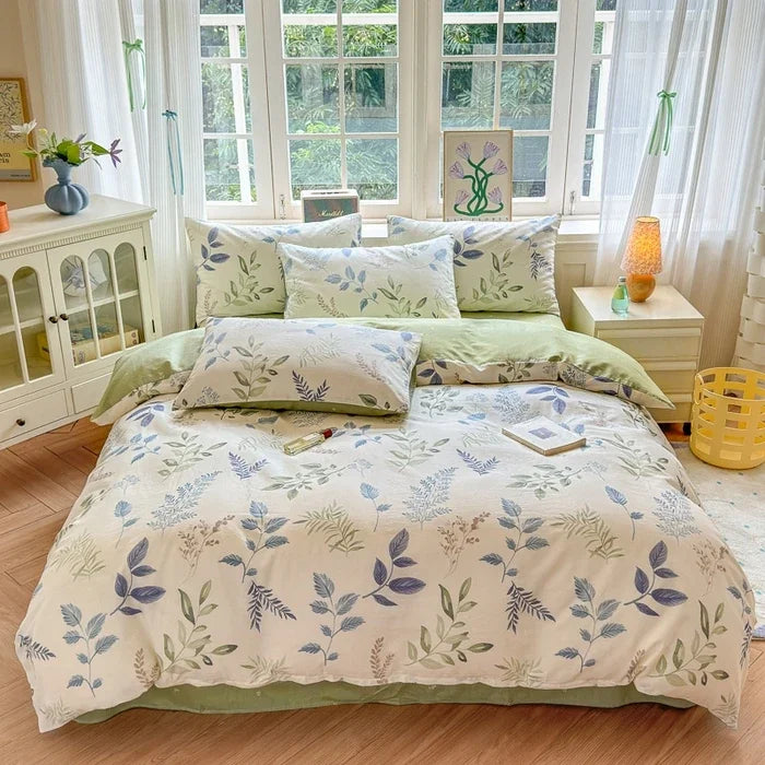 ensemble literie floral vintage 100 coton blanc rose vert bleu beige