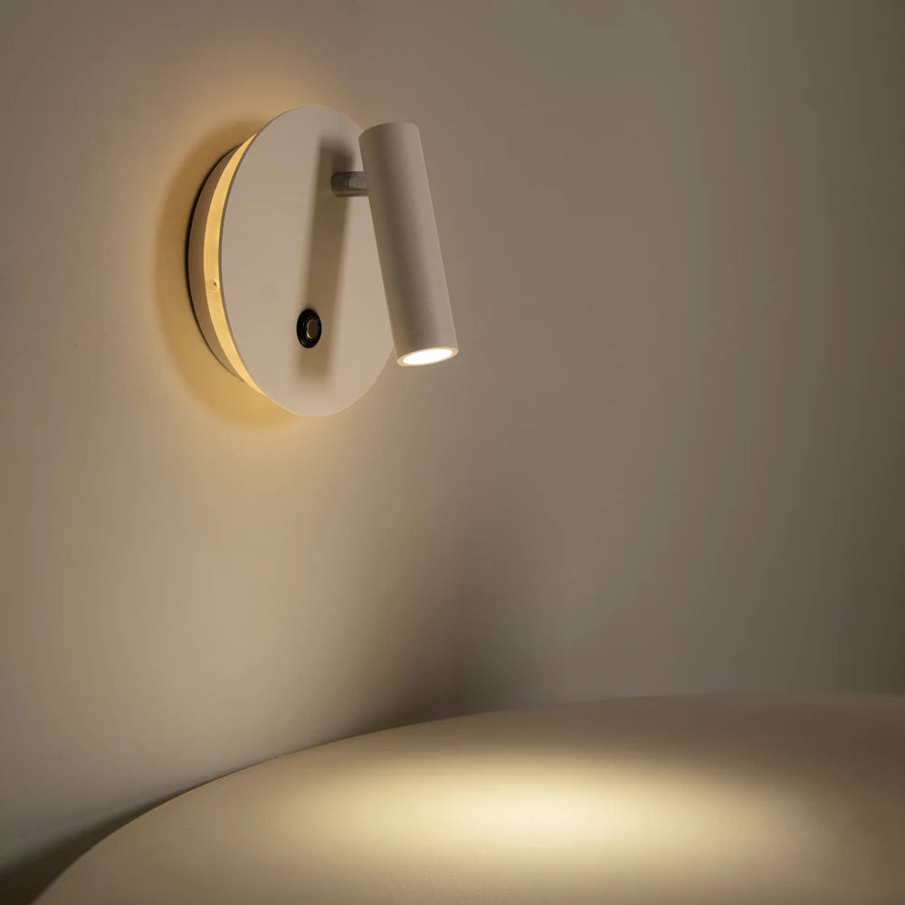 lampe murale moderne led dimmable blanc mat interrupteur tactile fixée mur chambre entree