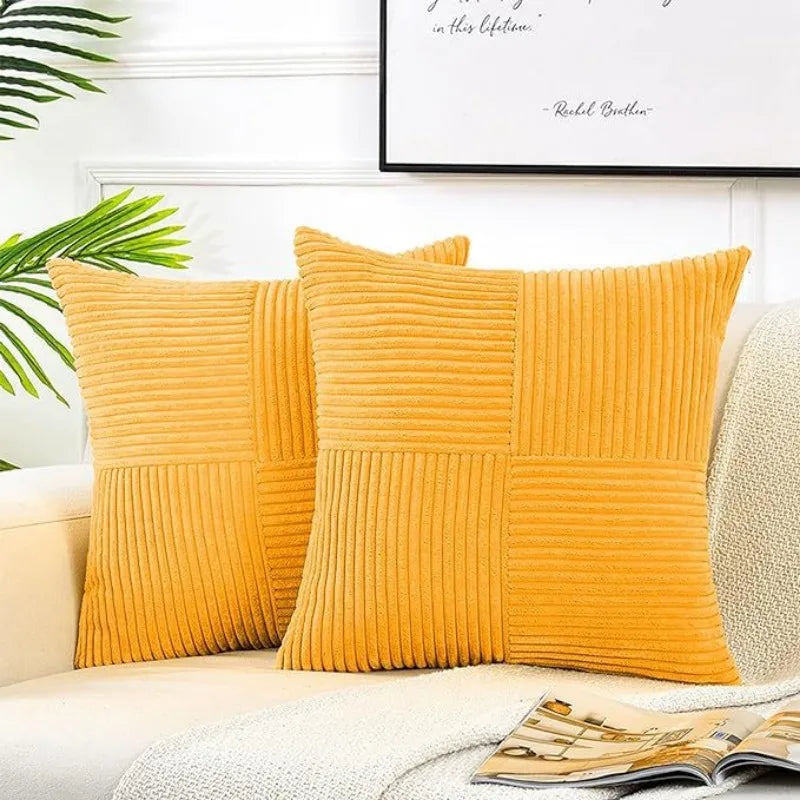 housses coussin polyester rayées modernes non toxiques opaques couleur beige marronclair blancvertmarine chambre