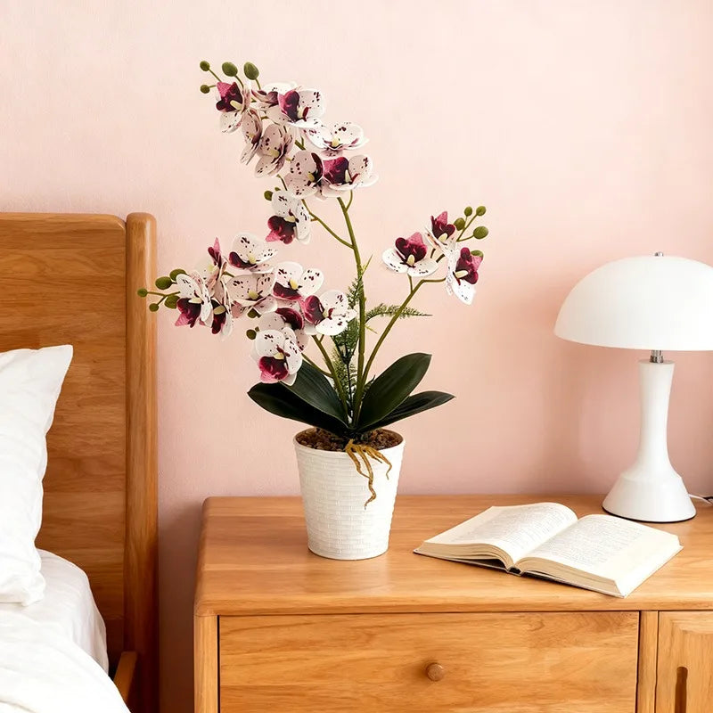 orchidées artificielles rose blanc violet pot moderne intérieur décoration fleurs feuilles