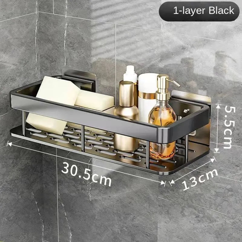 étagère salle bain or moderne adhésive aluminium unique réutilisable mur grille perforations