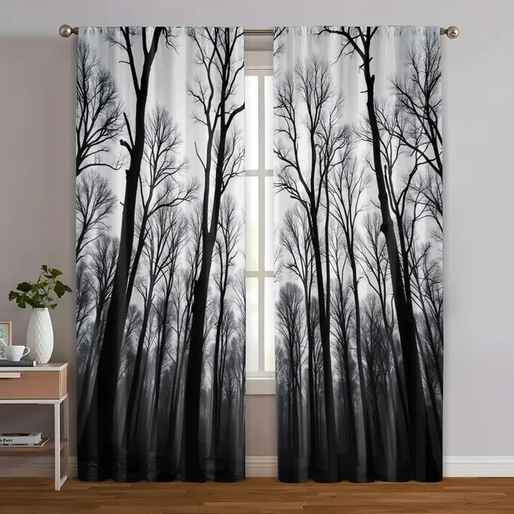 rideau noir forêt moderne polyester 75x166 105x230 130x210 deux pièces