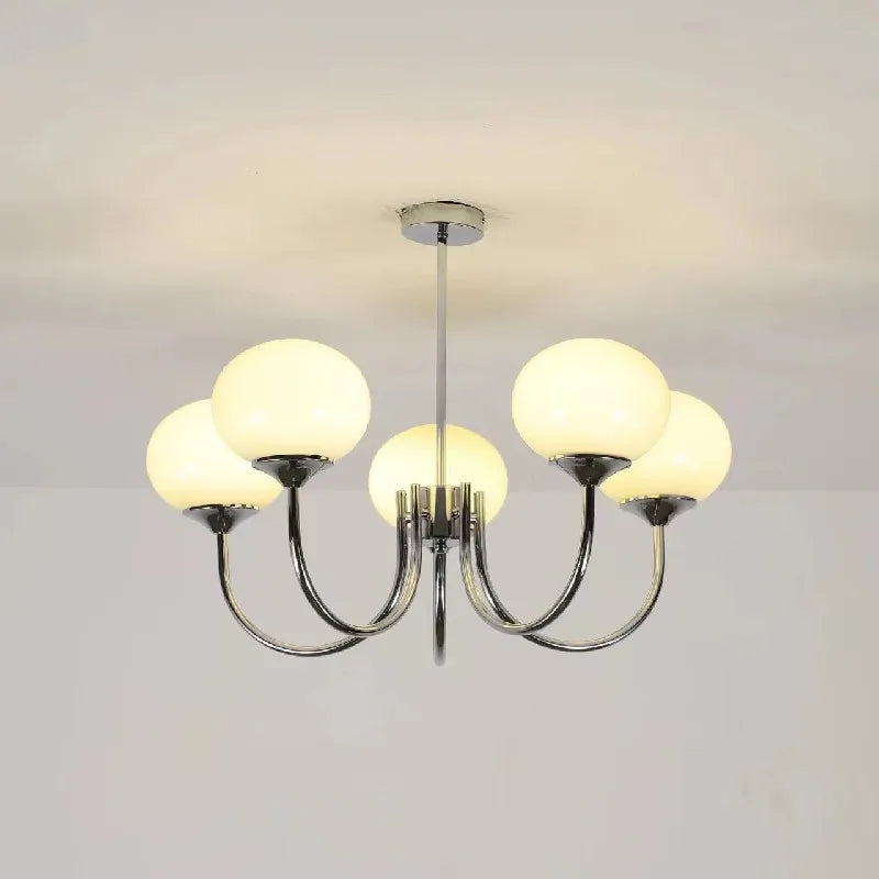 lustre moderne doré rose pâle têtes têtes LED sphères translucides semi encastrée