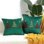 housse coussin velours noël arbre flocons good night rouge vert decoration carré tufted polyester