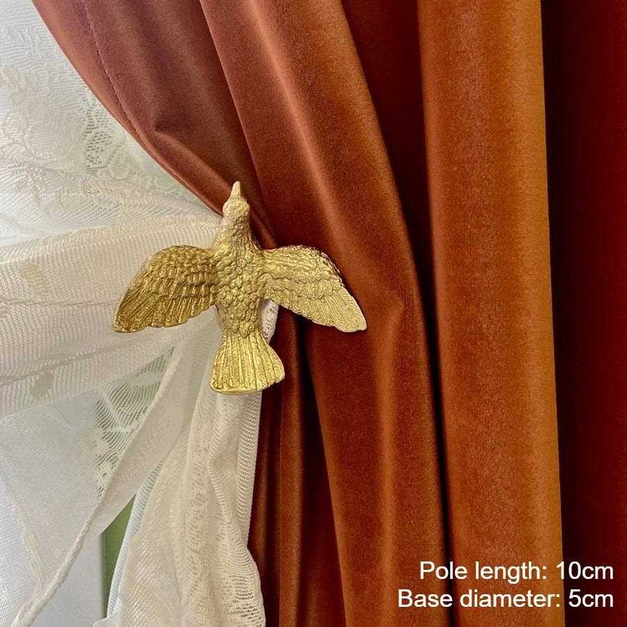 pince rideau dorée oiseau papillon libellule cerf art déco quincaillerie décoration fenêtre fixée