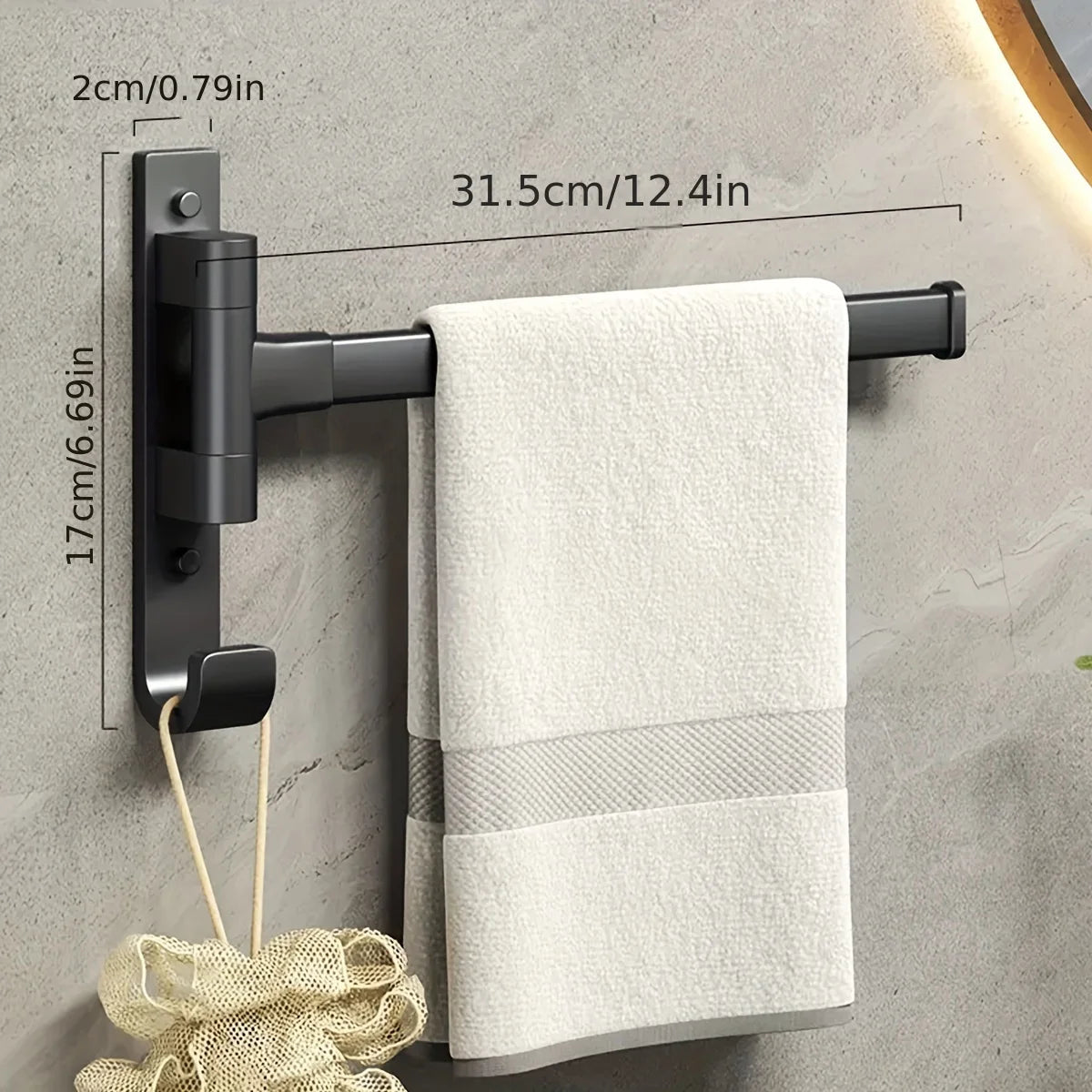 porte serviettes mural acier inoxydable gris moderne lisse pivotant salle bain pliable autoinstallation