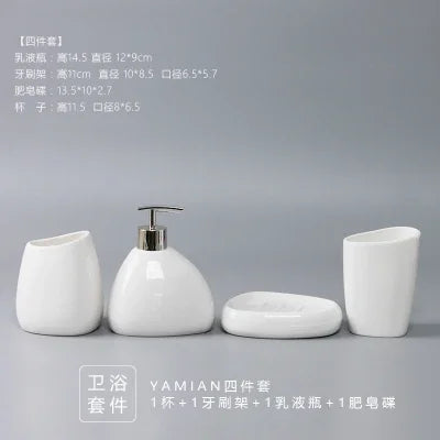 ensemble salle bain blanc moderne distributeur savon porte savon deux tasses dents deux brosses