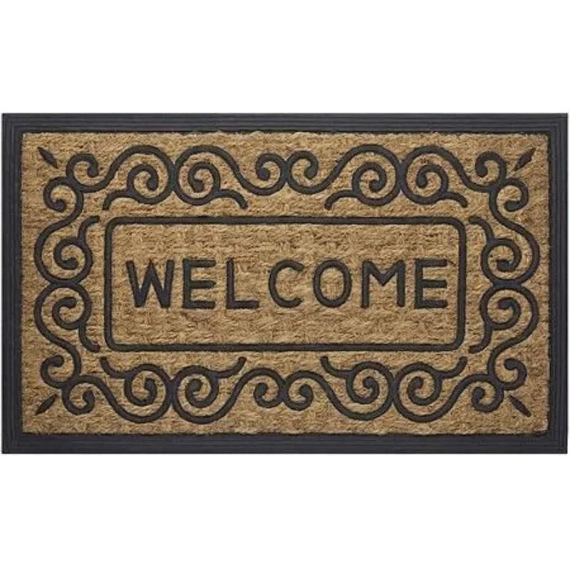 tapis d'entrée tapisserie chat bienvenue floral moderne résistant antidérapant 50x80cm