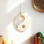 décoration murale yin yang bois miroir bohème zen minimaliste suspension