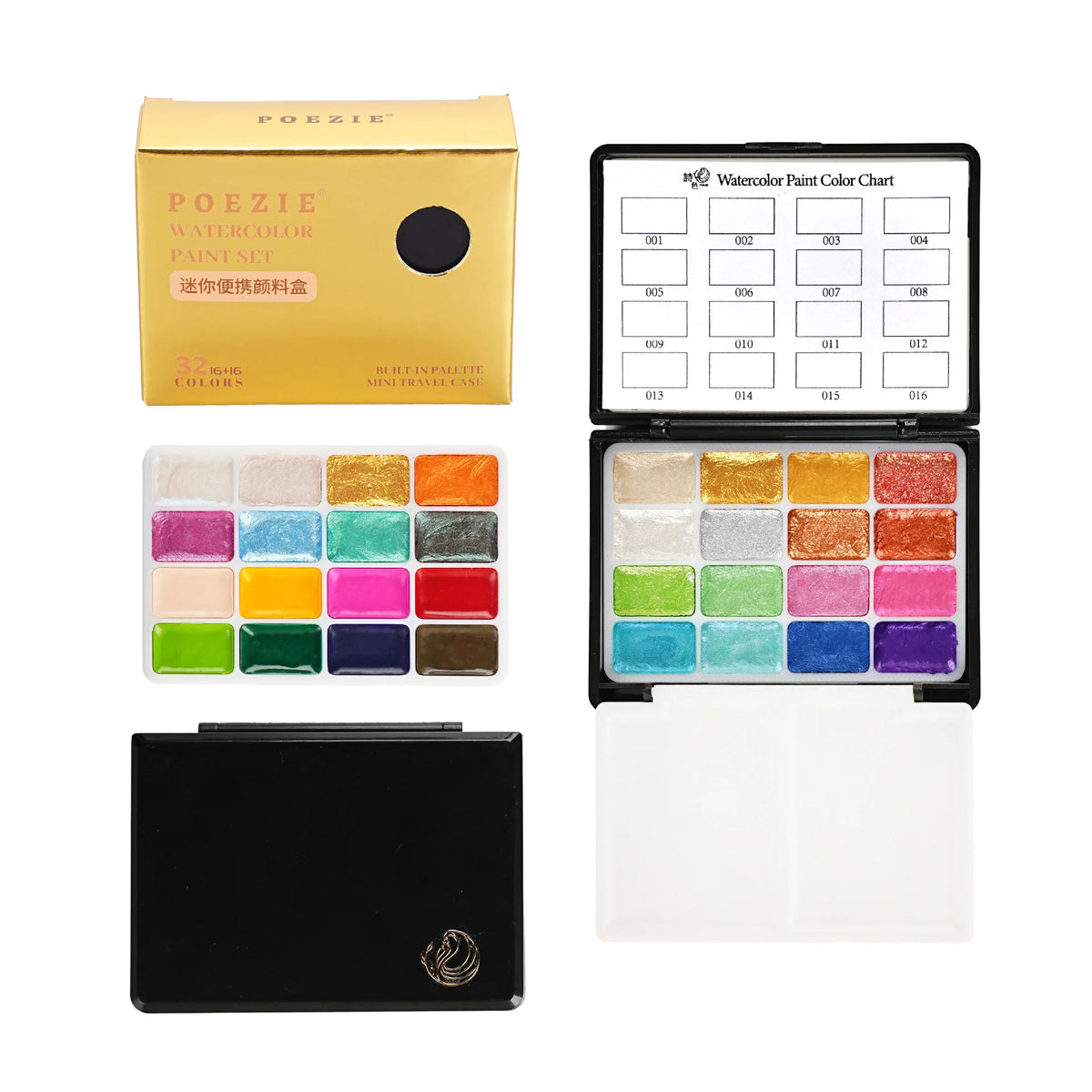 palettes peinture aquarelle multicolore portable pratique pinceau feuille papier dessin granuleux opaques sixteen point