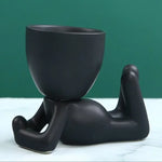 cache pot céramique contemporain noir pots fleurs succulentes drainage maison