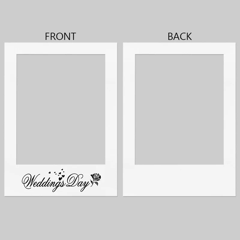 cadre photo mariage blanc calligraphie cœurs rose vintage polaroid festive decoration