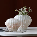 vase decoratif coquillage blanc rose table maison fleurs nature