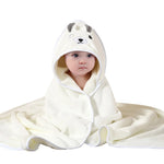 serviette bébé capuche animaux motifs doux microfibre brodés marron bleu gris rose verte