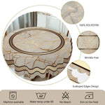 nappe table marbre doré classique imperméable extérieur mariage pâques beige marron veines scallops