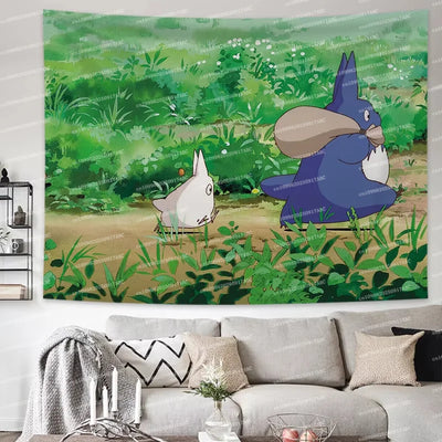 Tapisserie murale Totoro Hayao Miyazaki pour tête de lit - décoration chambre anime