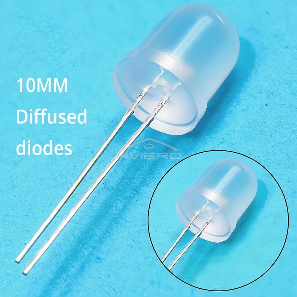 ampoules led diodes 10mm bleu rouge vert blanc chaud jaune diffuses diy commercial