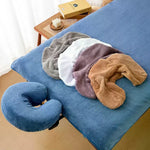 coussin massage velours doux confortable bleu gris blanc réutilisable non toxique coton maison lit