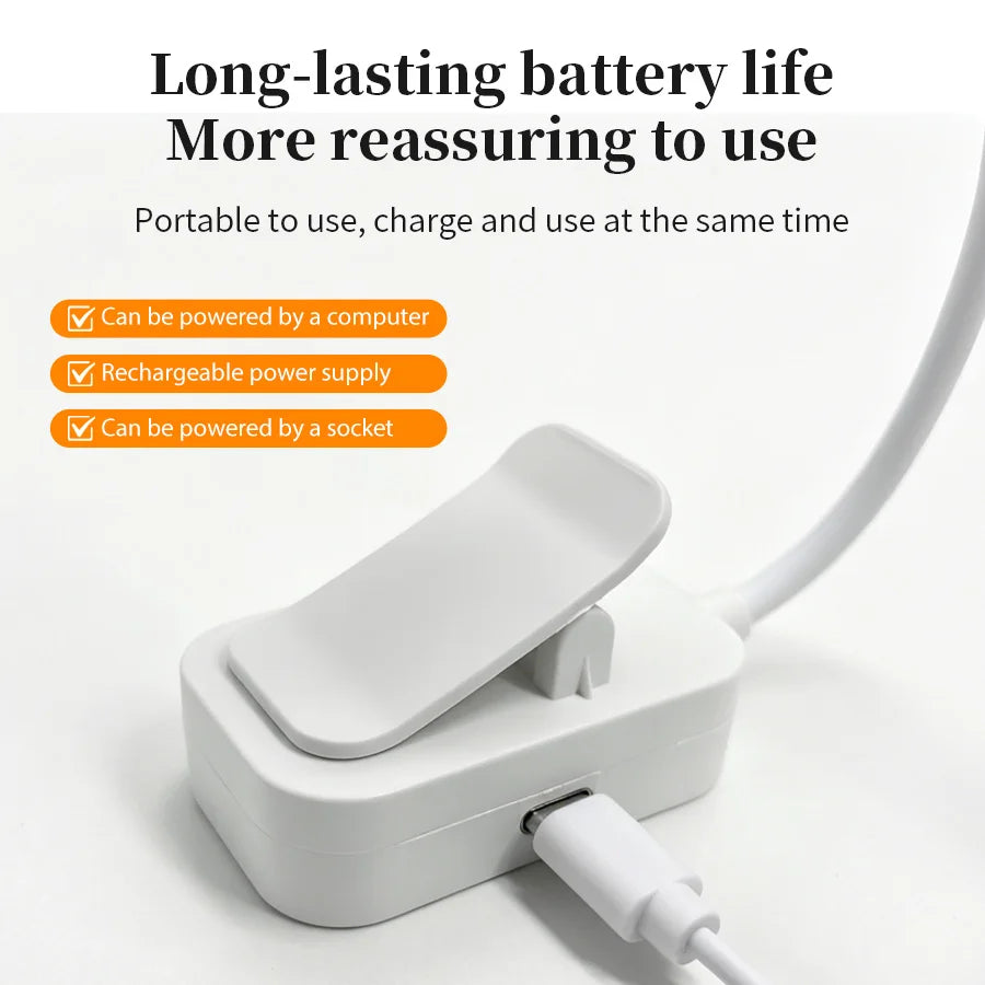 lampe led rechargeable pince flexible moderne blanc noir régulable