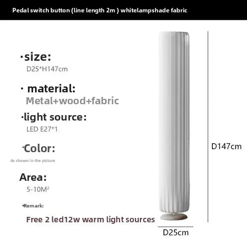 lampe sol moderne blanche tissu rayures verticales cylindrique salon chambre intérieur chic
