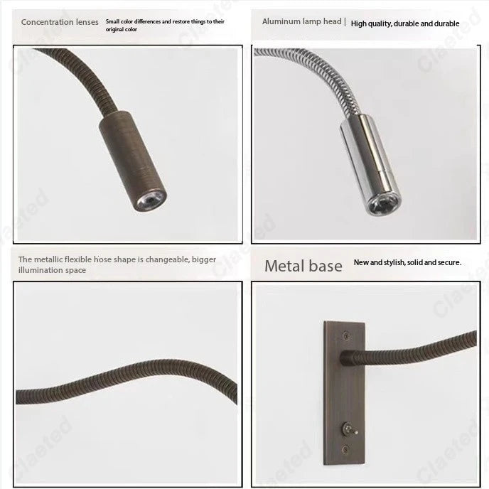 lampe chevet flexible moderne noir gris métallique angle réglable chambre étude entrée