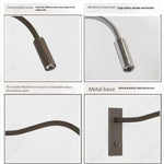 lampe chevet flexible moderne noir gris métallique angle réglable chambre étude entrée
