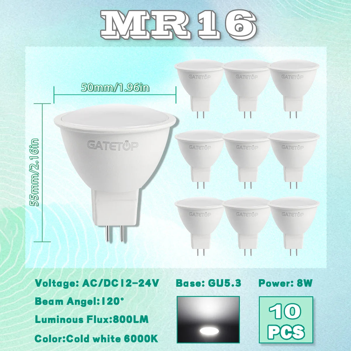 projecteur led spot mr16 gu5.3 noir blanc rond carré moderne