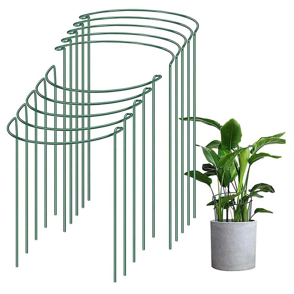 Support plante métal vert structure simple moderne jardin pot fleur