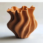 vase moderne orange rayures horizontales décoration intérieure résine abstraite sculptée ornement